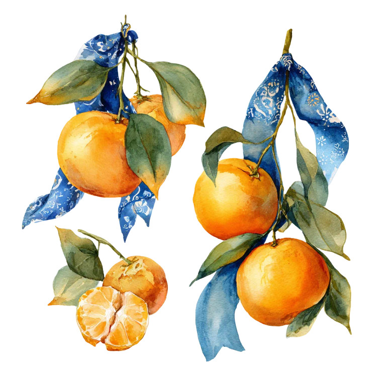 Watercolor Mandarines Vinyl Car Decal Sticker – Waterproof & UV-Resistant 3.4133333333333336"