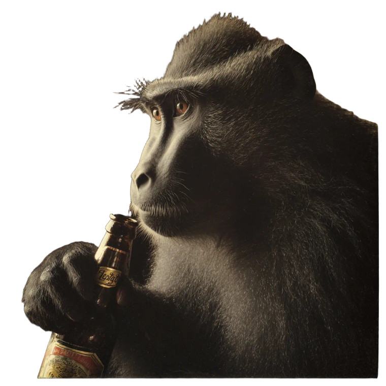 Baboon Drinks Beer Vinyl Car Decal Sticker – Waterproof & UV-Resistant 3.4133333333333336"
