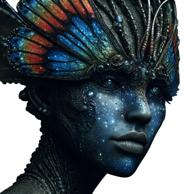 Galactic Biomechanical Humanoid Vinyl Car Decal Sticker – Waterproof & UV-Resistant 6.826666666666667"