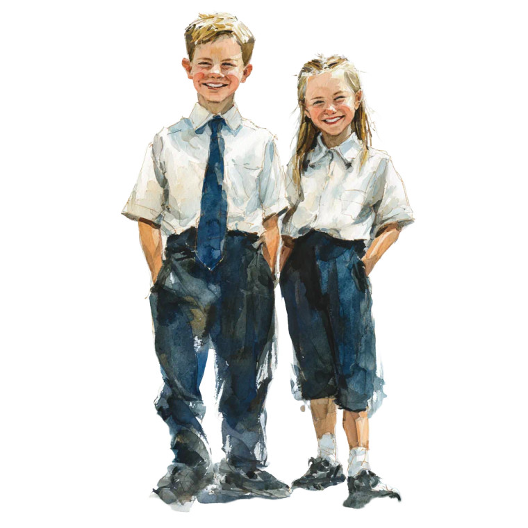 Smiling School Students Vinyl Car Decal Sticker – Waterproof & UV-Resistant 6.826666666666667"