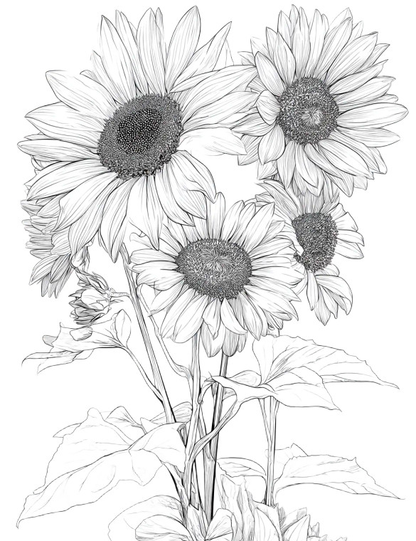 Sunflower Coloring V2 Vinyl Car Decal Sticker – Waterproof & UV-Resistant 4.16"