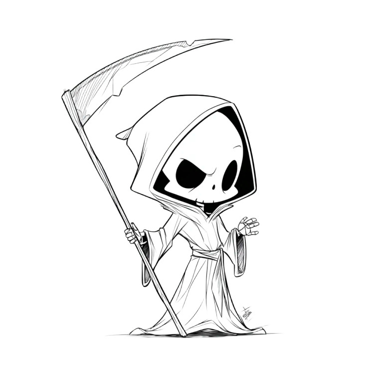 Chibi Grim Reaper V3 Vinyl Car Decal Sticker – Waterproof & UV-Resistant 3.4133333333333336"