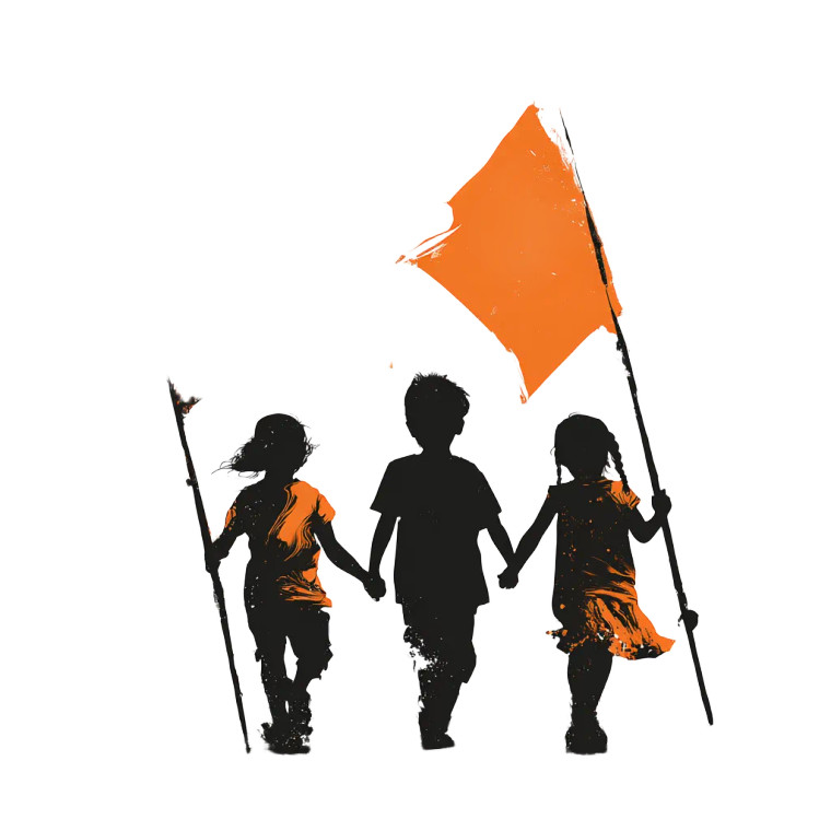 Children Holding Flags Vinyl Car Decal Sticker – Waterproof & UV-Resistant 3.4133333333333336"