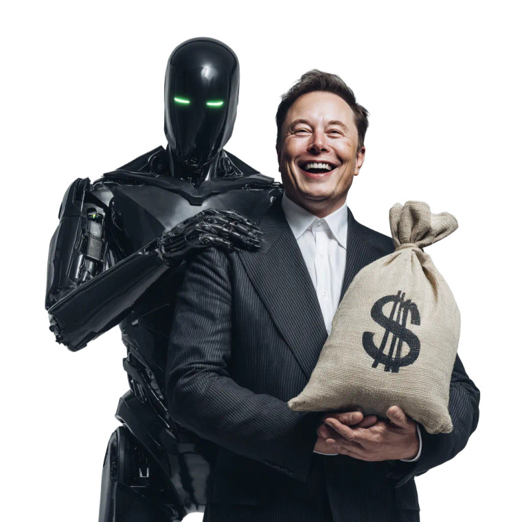 Elon With Robot Vinyl Car Decal Sticker – Waterproof & UV-Resistant 6.826666666666667"