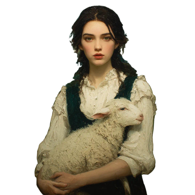 Shepherdess With Sheep V2 Vinyl Car Decal Sticker – Waterproof & UV-Resistant 3.4133333333333336"