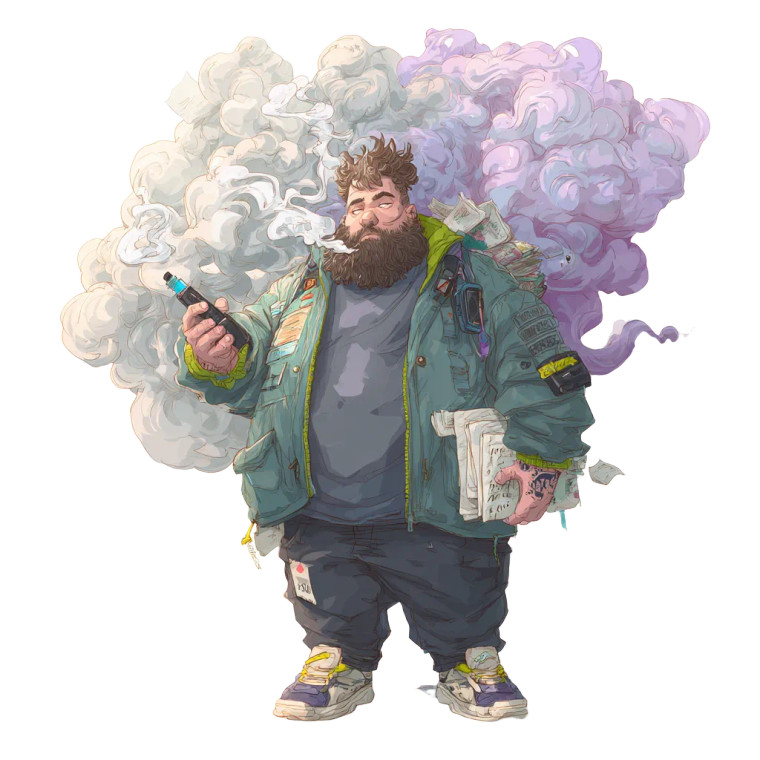 Vaping Overweight Man Vinyl Car Decal Sticker – Waterproof & UV-Resistant 3.4133333333333336"