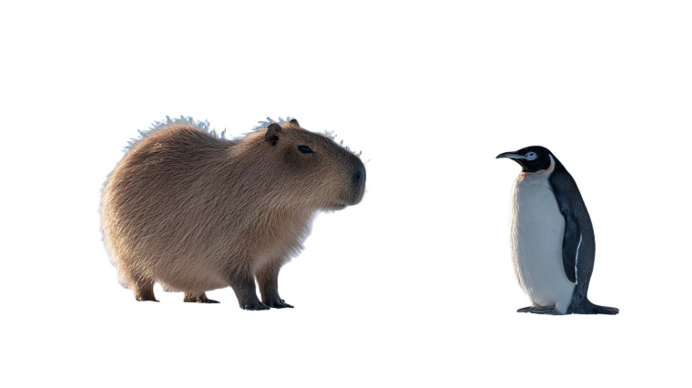 Capybara And Penguin Vinyl Car Decal Sticker – Waterproof & UV-Resistant 5.4