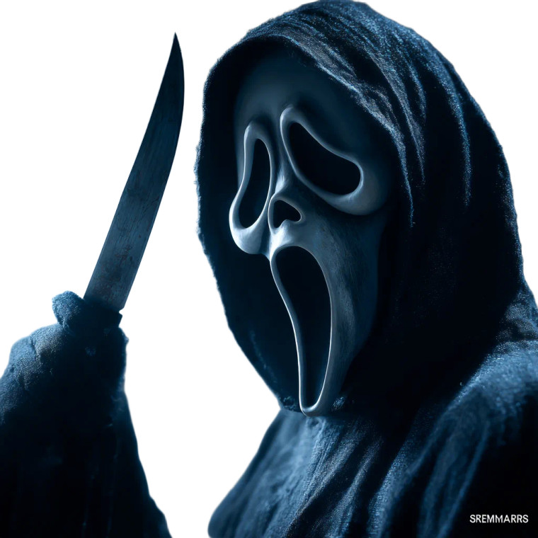 Ghostface With Knife Vinyl Car Decal Sticker – Waterproof & UV-Resistant 3.4133333333333336"