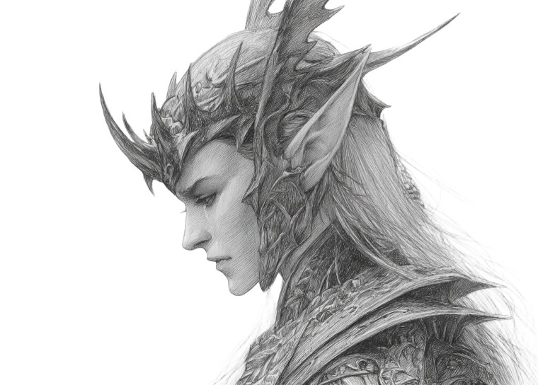 Elven Creature Sketch Vinyl Car Decal Sticker – Waterproof & UV-Resistant 3.0933333333333333"