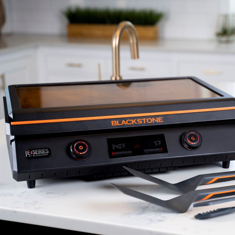 Blackstone E-Series Ceramic Titanium Coated Griddle | Large LCD Display | 1200 Watt | Dishwasher Safe Grease Cup