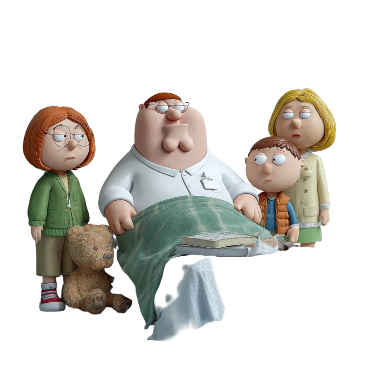 Peter Griffin Hospitalized Vinyl Car Decal Sticker – Waterproof & UV-Resistant 3.4133333333333336"