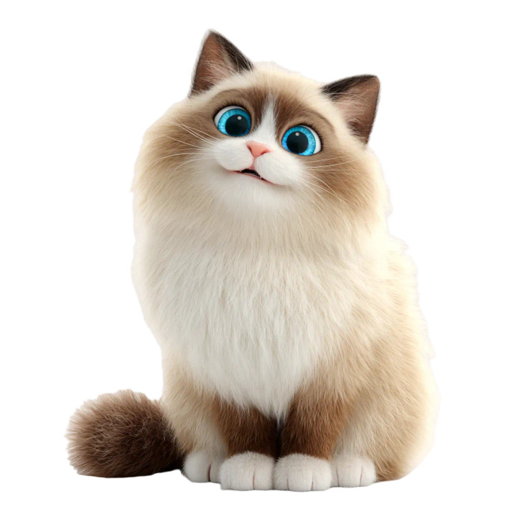 Pixar Ragdoll Cat Vinyl Car Decal Sticker – Waterproof & UV-Resistant 3.4133333333333336"