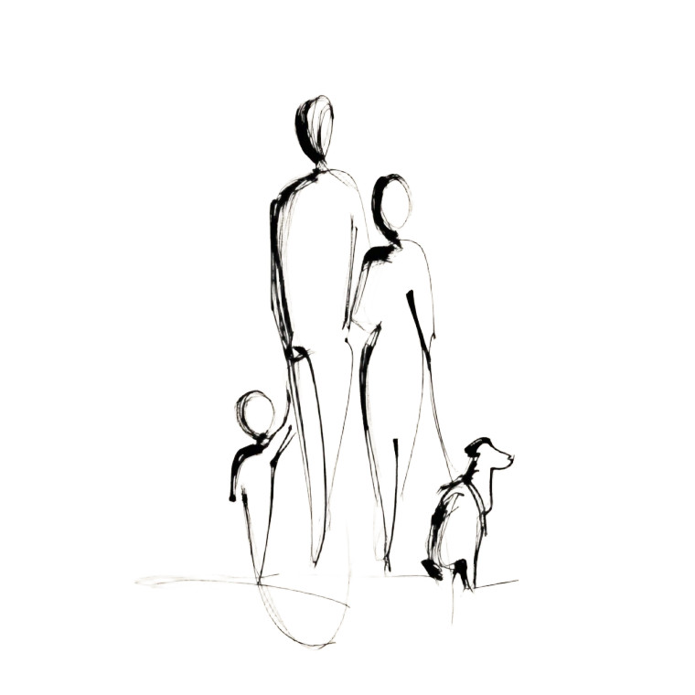 Stylized Family Silhouette Vinyl Car Decal Sticker – Waterproof & UV-Resistant 3.4133333333333336"
