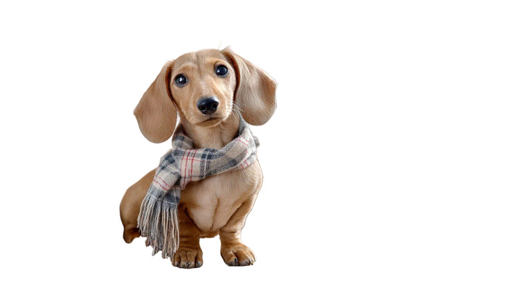 Dachshund Puppy Scarf Vinyl Car Decal Sticker – Waterproof & UV-Resistant 2.72"