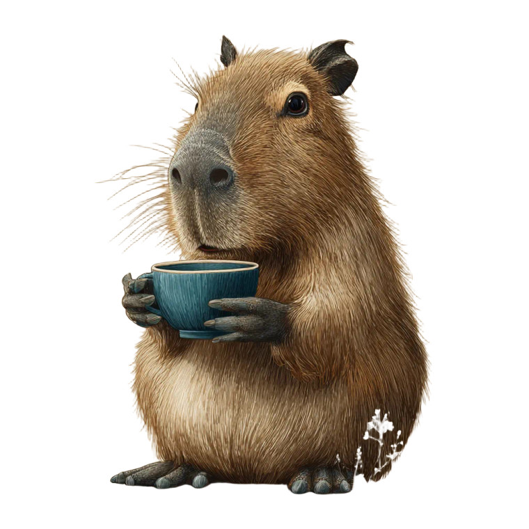 Capybara With Cup Vinyl Car Decal Sticker – Waterproof & UV-Resistant 3.4133333333333336"