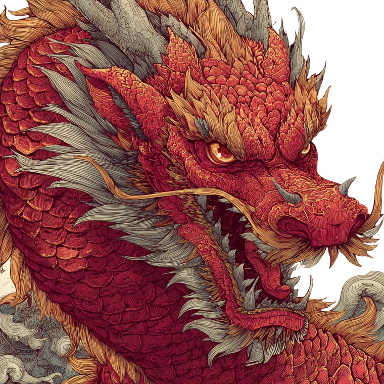 Chinese Dragon Illustration V12 Vinyl Car Decal Sticker – Waterproof & UV-Resistant 3.4133333333333336"