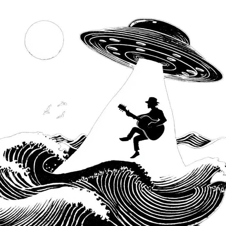 Alien Abduction Guitar Vinyl Car Decal Sticker – Waterproof & UV-Resistant 6.826666666666667"