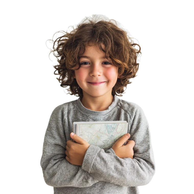 Smiling Child With Book Vinyl Car Decal Sticker – Waterproof & UV-Resistant 3.4133333333333336"