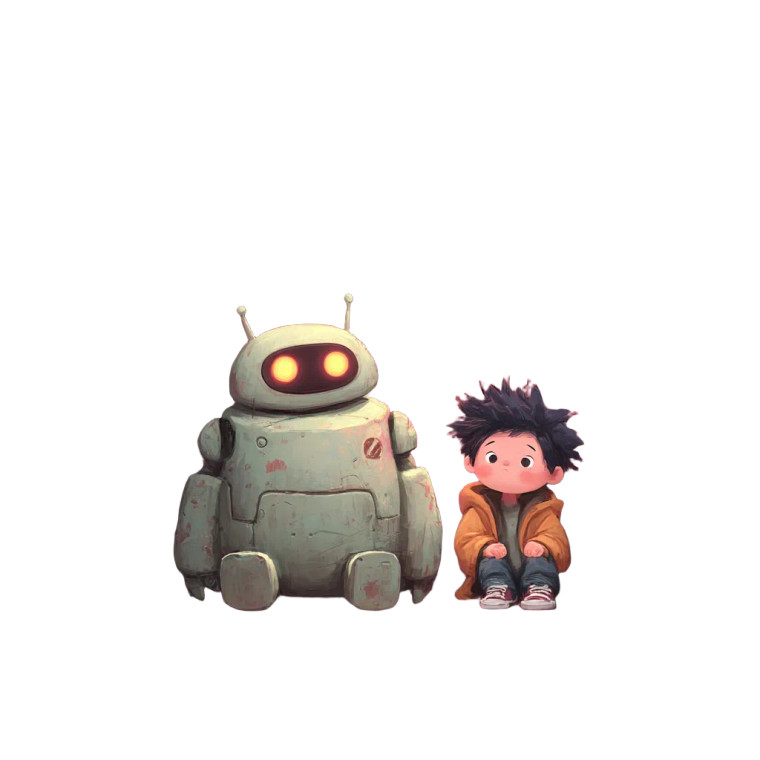 Baby Robot & Human Vinyl Car Decal Sticker – Waterproof & UV-Resistant 3.4133333333333336"