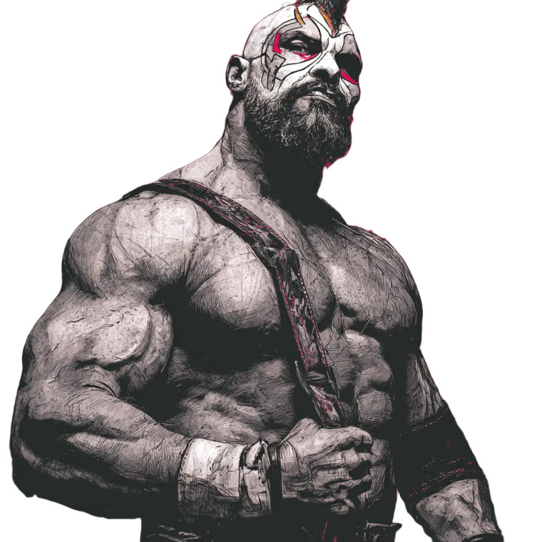 Muscular Comic Wrestler Vinyl Car Decal Sticker – Waterproof & UV-Resistant 3.4133333333333336"