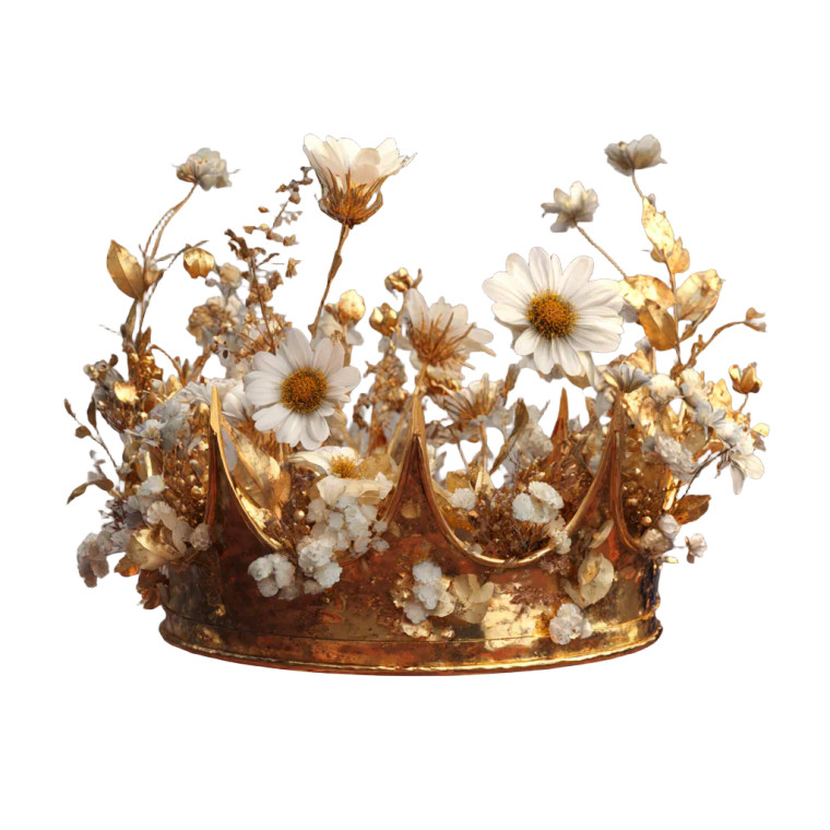 Golden Floral Crown Vinyl Car Decal Sticker – Waterproof & UV-Resistant 3.4133333333333336"