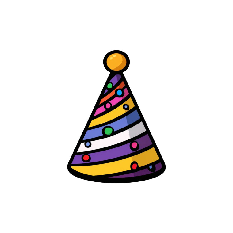 Birthday Hat Vinyl Car Decal Sticker – Waterproof & UV-Resistant 3.4133333333333336"