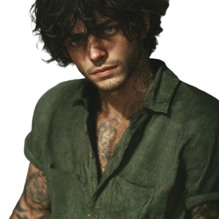 Forest Tattooed Guy Vinyl Car Decal Sticker – Waterproof & UV-Resistant 3.4133333333333336"