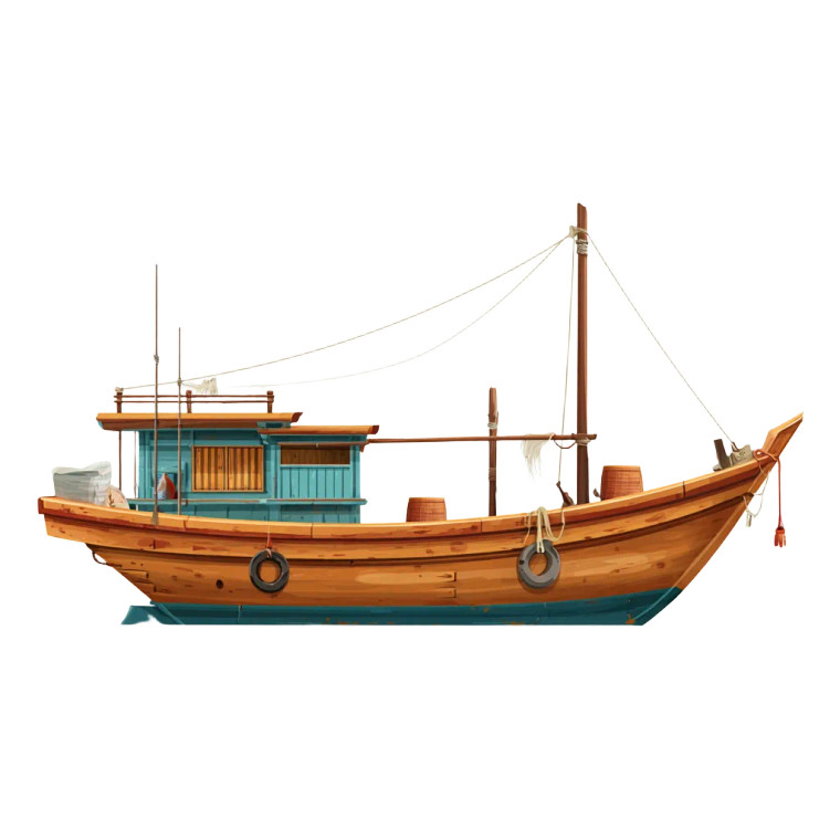 Wooden Fishing Boat Vinyl Car Decal Sticker – Waterproof & UV-Resistant 3.4133333333333336"