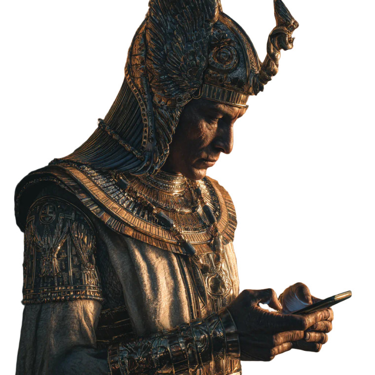 Pharaoh Meets Smartphone Vinyl Car Decal Sticker – Waterproof & UV-Resistant 3.4133333333333336"