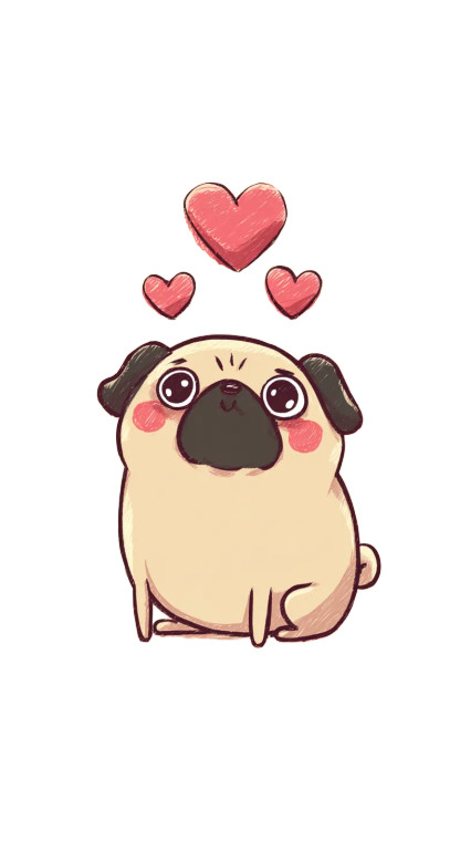 Kawaii Pug Puppy Vinyl Car Decal Sticker – Waterproof & UV-Resistant 9.706666666666667"