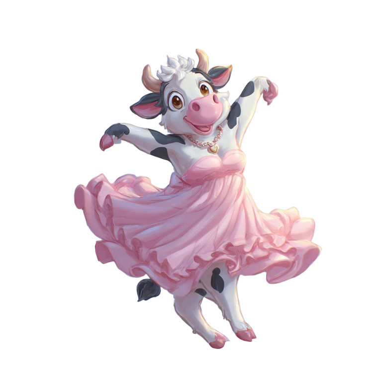 Dancing Anime Cow V2 Vinyl Car Decal Sticker – Waterproof & UV-Resistant 3.4133333333333336"