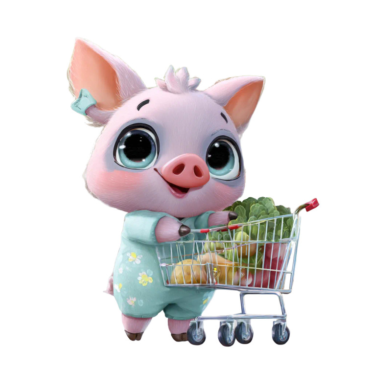 Shopping Piglet Vinyl Car Decal Sticker – Waterproof & UV-Resistant 3.4133333333333336"