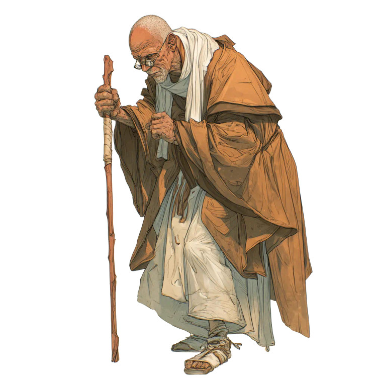 Elderly Monk Warrior Vinyl Car Decal Sticker – Waterproof & UV-Resistant 3.4133333333333336"