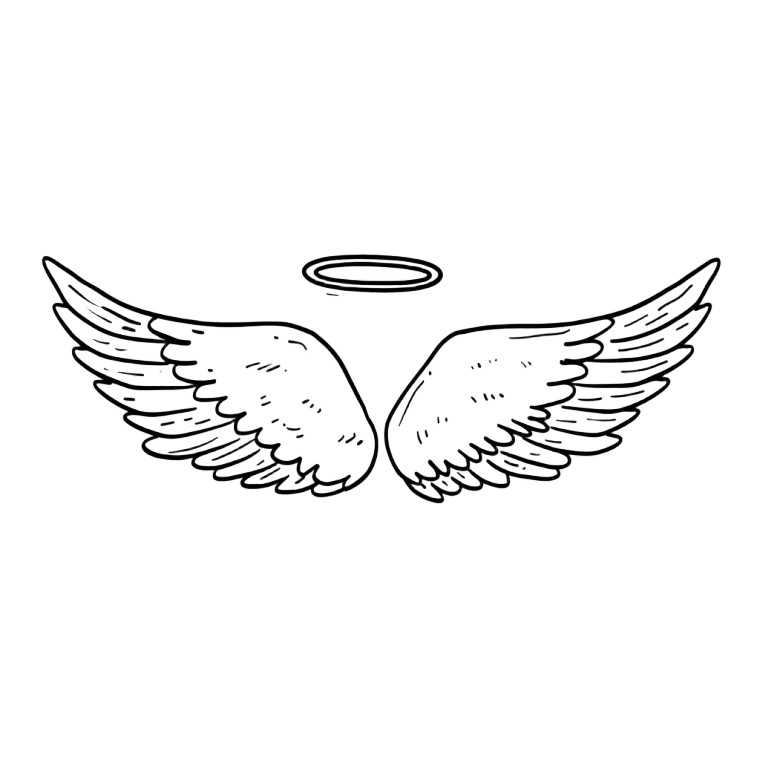 Angel Wings Halo V2 Vinyl Car Decal Sticker – Waterproof & UV-Resistant 3.4133333333333336"
