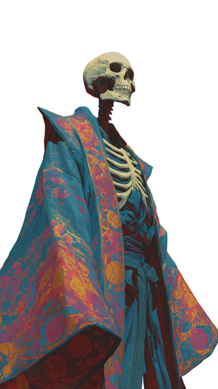 Skeleton In Robe Vinyl Car Decal Sticker – Waterproof & UV-Resistant 9.706666666666667"