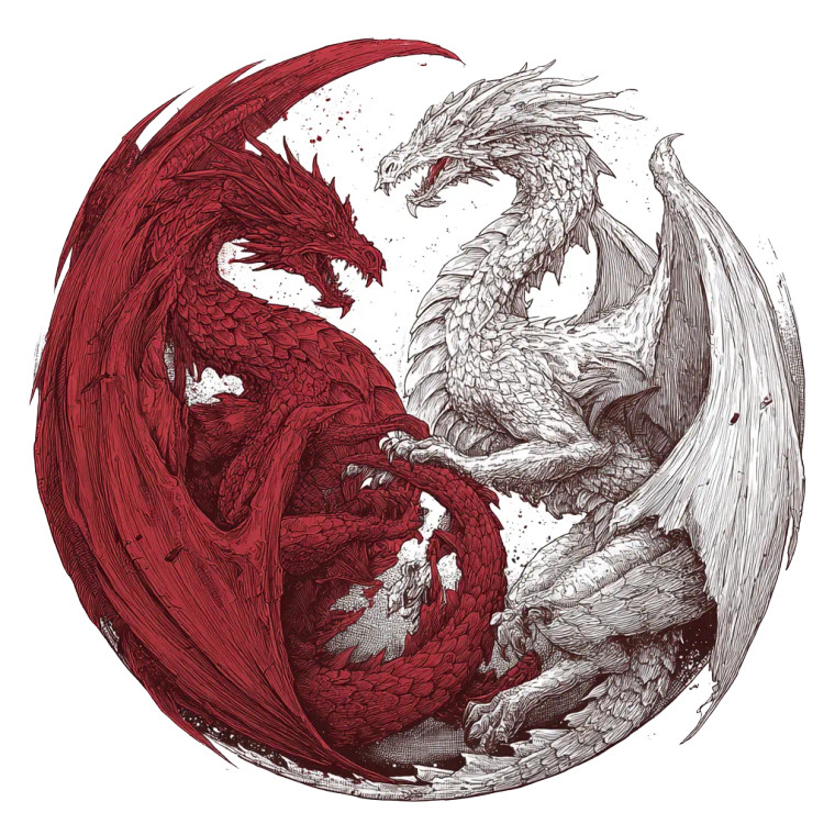 Ancient Dragons Battle Vinyl Car Decal Sticker – Waterproof & UV-Resistant 3.4133333333333336"