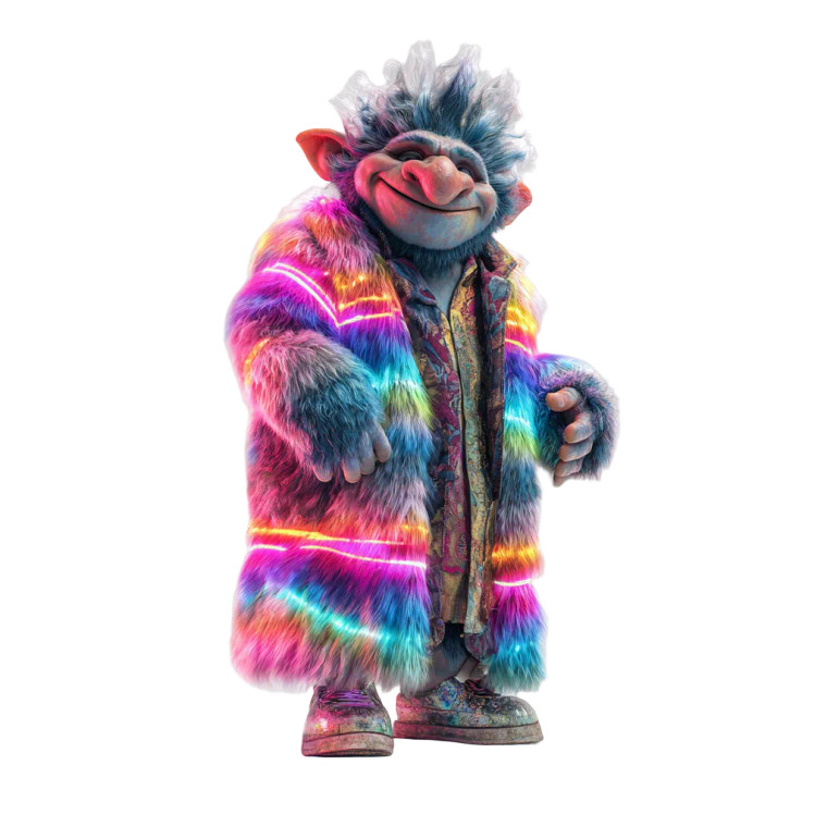 Magical Neon Troll Vinyl Car Decal Sticker – Waterproof & UV-Resistant 3.4133333333333336"