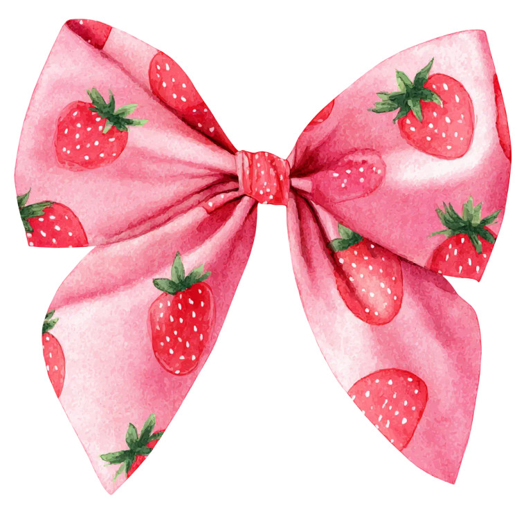Pink Strawberry Bow Vinyl Car Decal Sticker – Waterproof & UV-Resistant 3.4133333333333336"