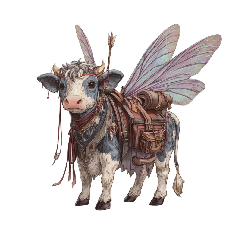 Magical Cow Fairy Vinyl Car Decal Sticker – Waterproof & UV-Resistant 3.4133333333333336"