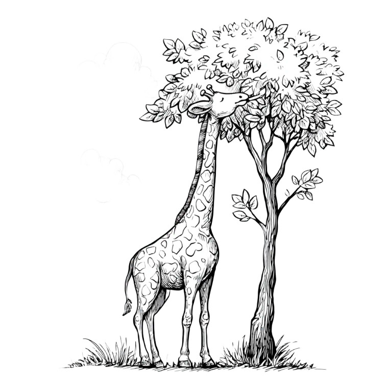 Cartoon Giraffe Eating Vinyl Car Decal Sticker – Waterproof & UV-Resistant 6.826666666666667"