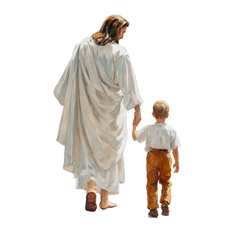 Jesus And Boy V6 Vinyl Car Decal Sticker – Waterproof & UV-Resistant 3.4133333333333336"