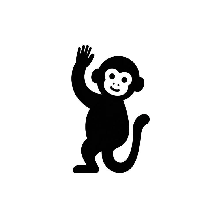 Cute Monkey Silhouette V2 Vinyl Car Decal Sticker – Waterproof & UV-Resistant 3.4133333333333336"