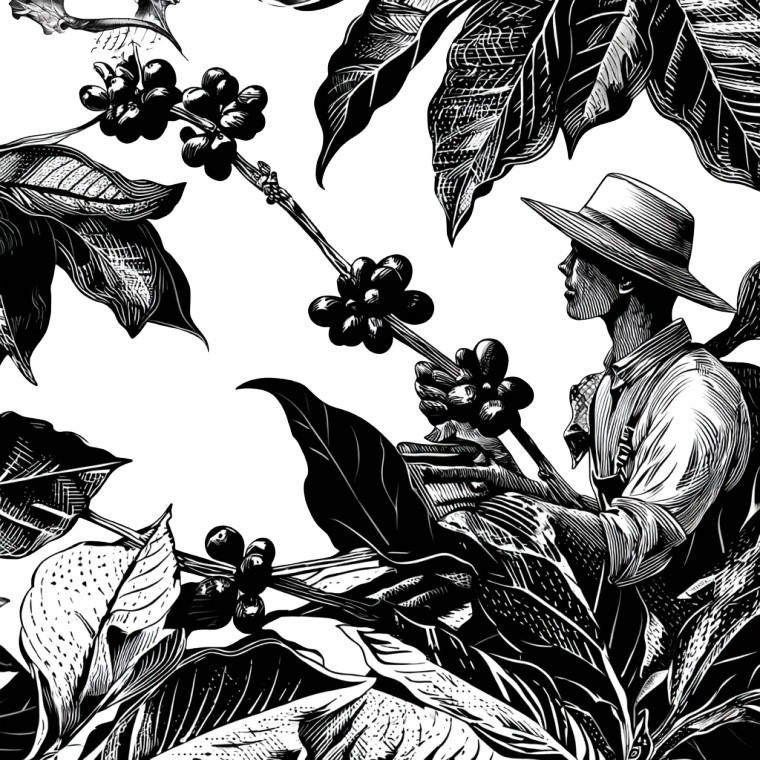 Coffee Farmer Illustration Vinyl Car Decal Sticker – Waterproof & UV-Resistant 3.4133333333333336"