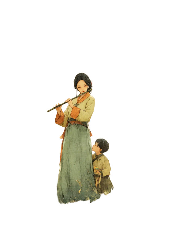 Hanfu Flute Player Vinyl Car Decal Sticker – Waterproof & UV-Resistant 8.213333333333333"