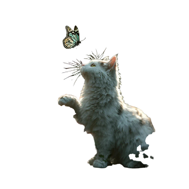 White Cat Butterfly Vinyl Car Decal Sticker – Waterproof & UV-Resistant 3.4133333333333336"