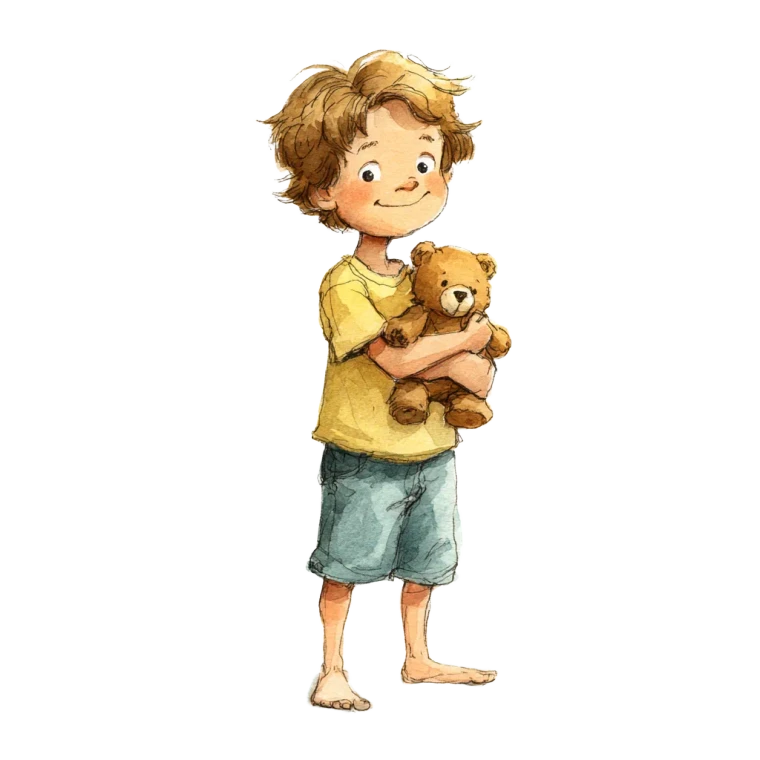 Cheerful Boy Teddy Vinyl Car Decal Sticker – Waterproof & UV-Resistant 3.4133333333333336"