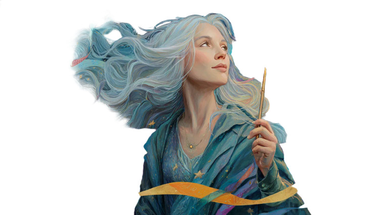 Magical Silver-Haired Woman Vinyl Car Decal Sticker – Waterproof & UV-Resistant 2.72"