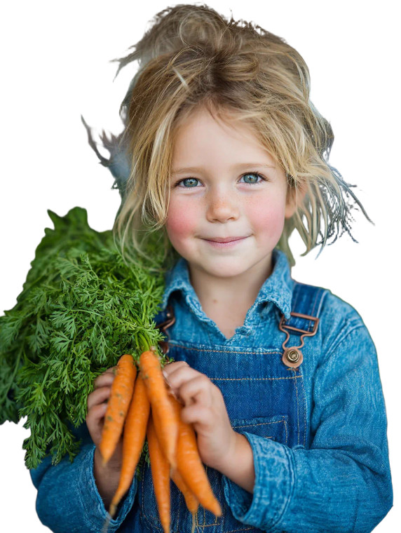 Kid With Carrots Vinyl Car Decal Sticker – Waterproof & UV-Resistant 8.213333333333333"