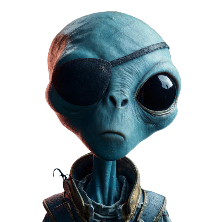 Space Pirate Alien Vinyl Car Decal Sticker – Waterproof & UV-Resistant 3.4133333333333336"