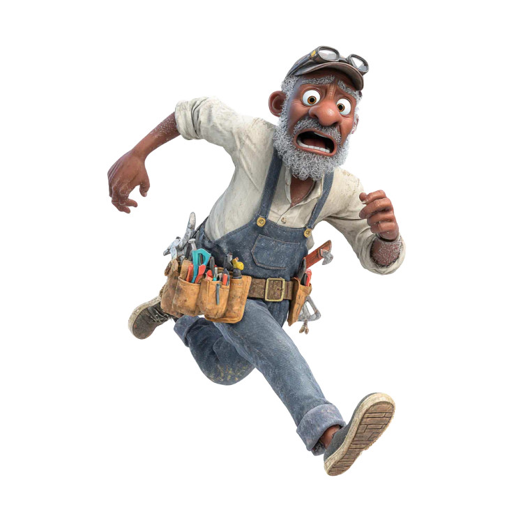 Terrified Handyman Vinyl Car Decal Sticker – Waterproof & UV-Resistant 3.4133333333333336"